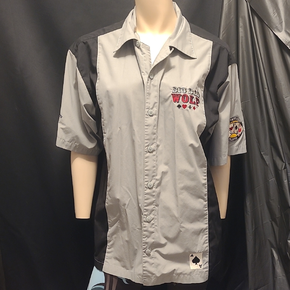 Vintage Disney Gray Big Bad Wolf Hold em Poker Club Shirt Sz XL Disneyland 1990s
